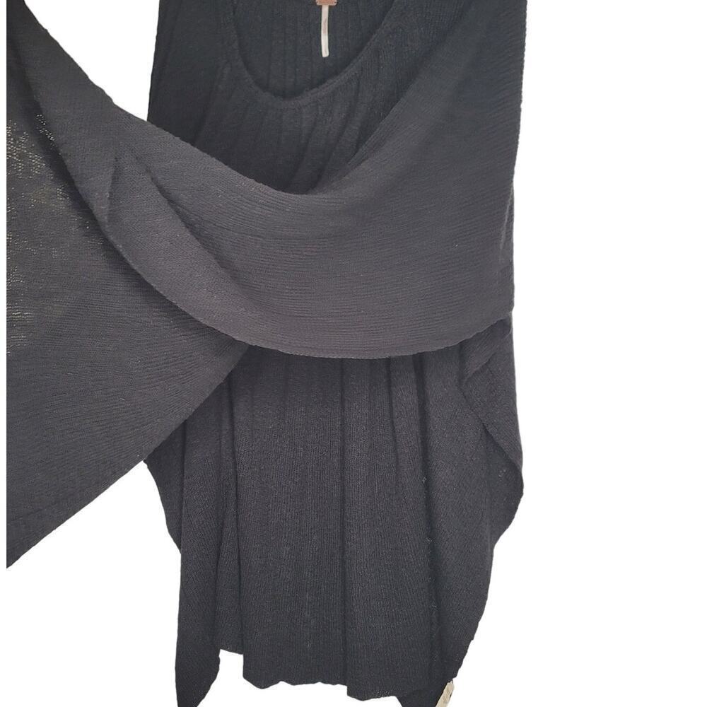 Free People Frontier Cape Black Slip on Coat Sweaters Cover Warm High Low Uneven - Picture 7 of 10